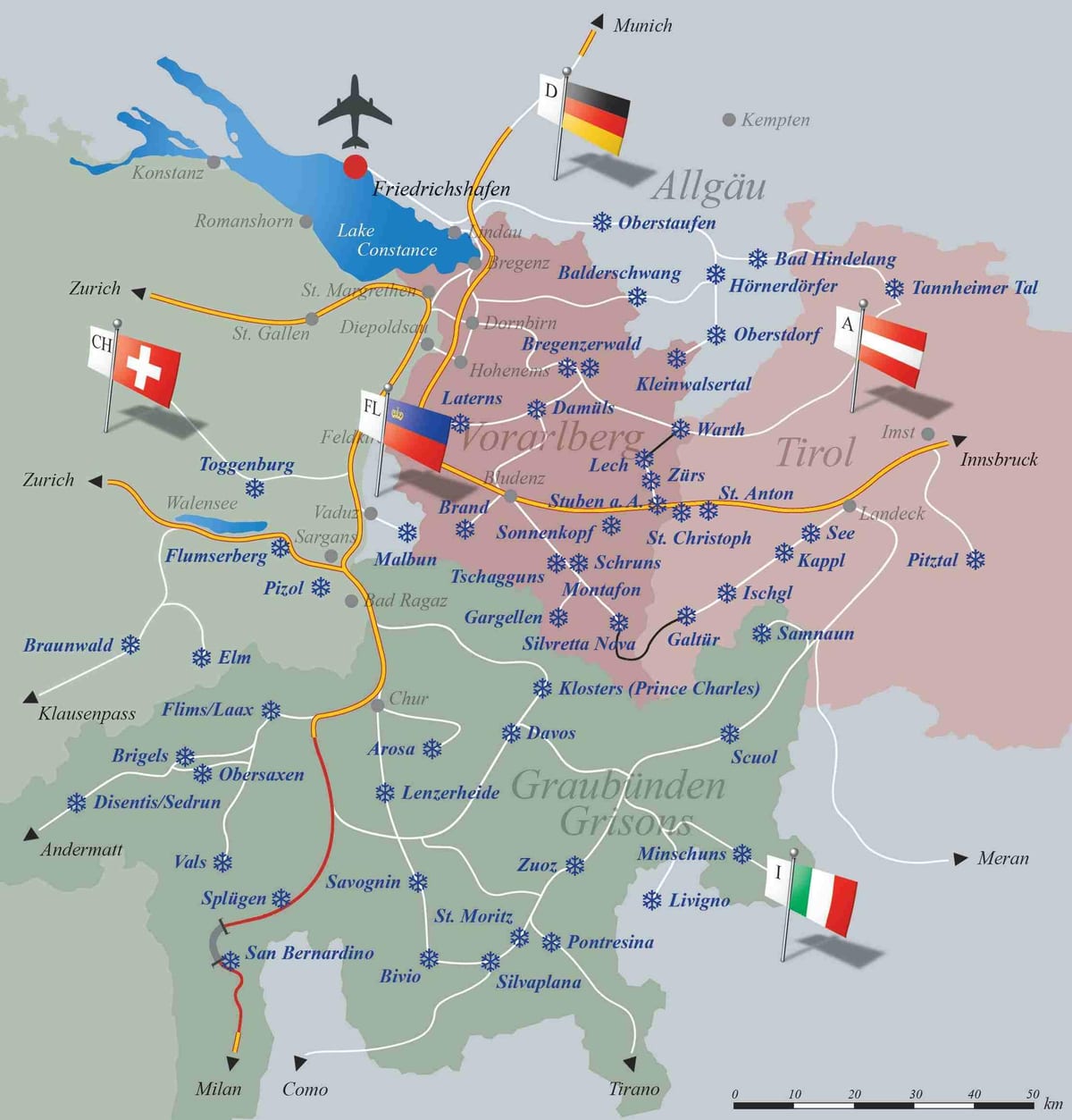 las estaciones de esquí de suiza mapa