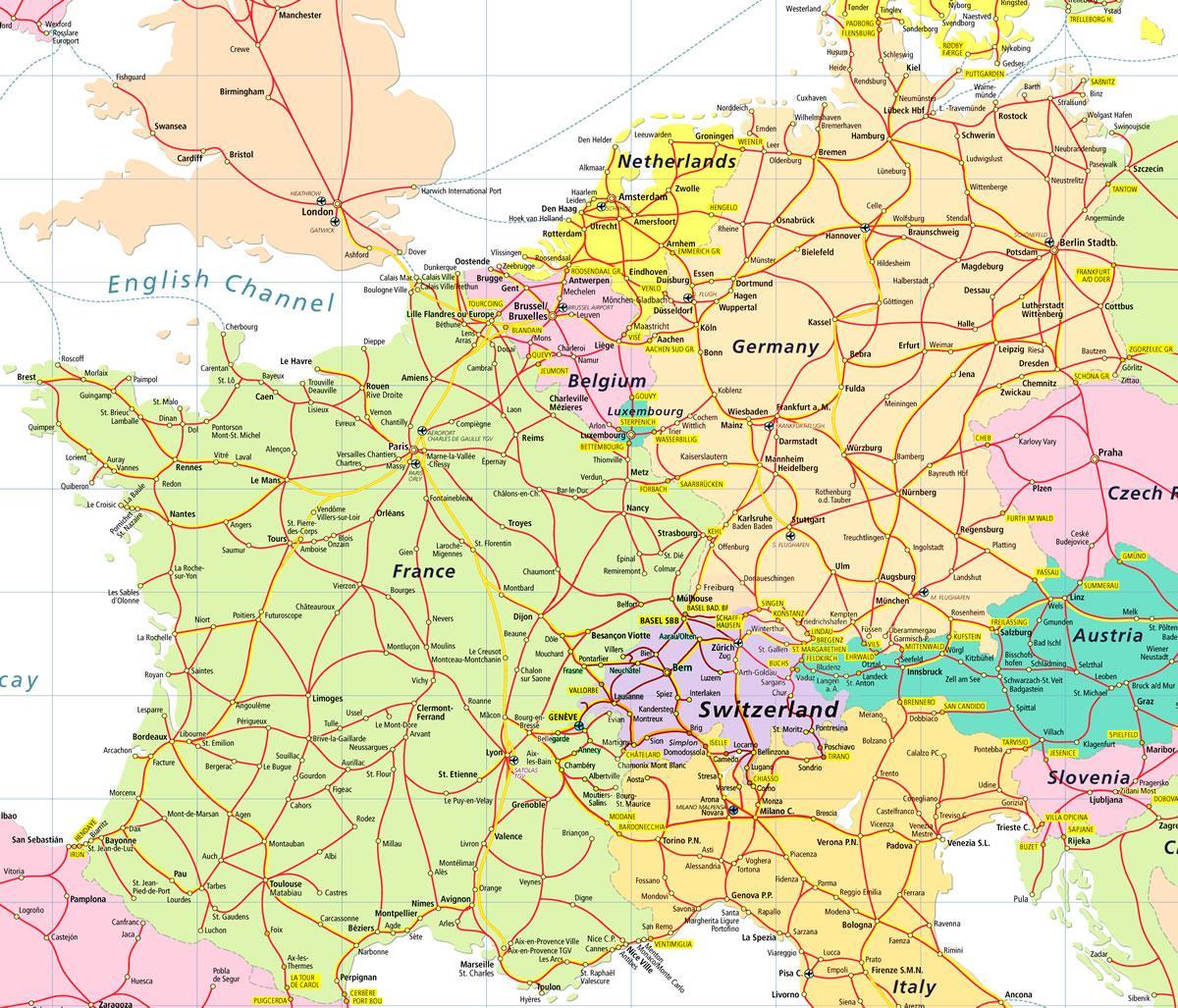 mapa de eurail mapa de suiza