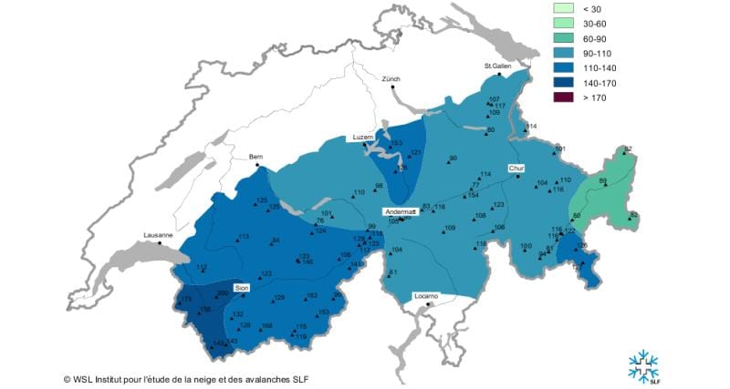 mapa de nieve de mapa de suiza