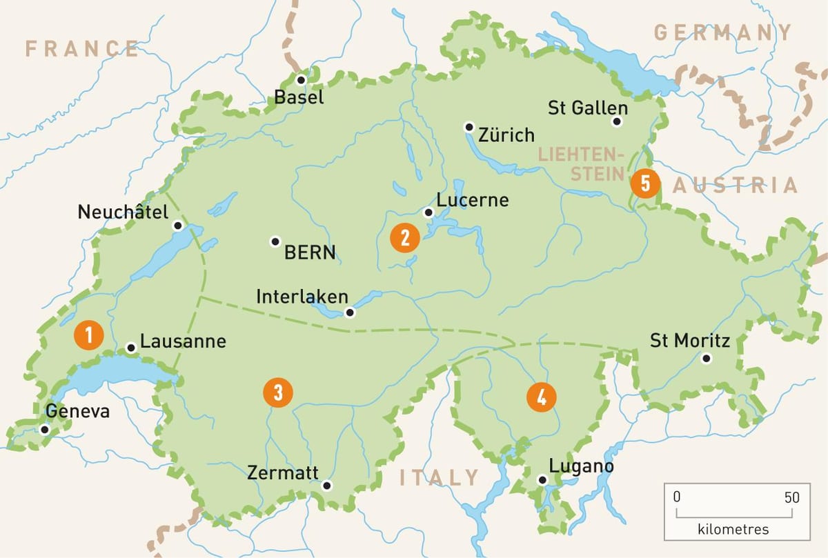 suiza en el mapa