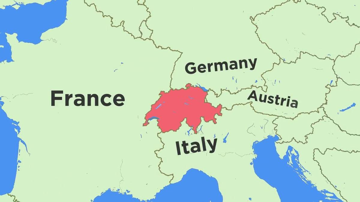 mapa de suiza y los países vecinos