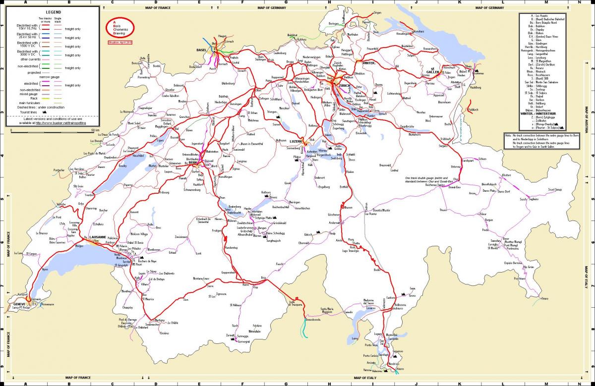 los viajes en tren en suiza mapa