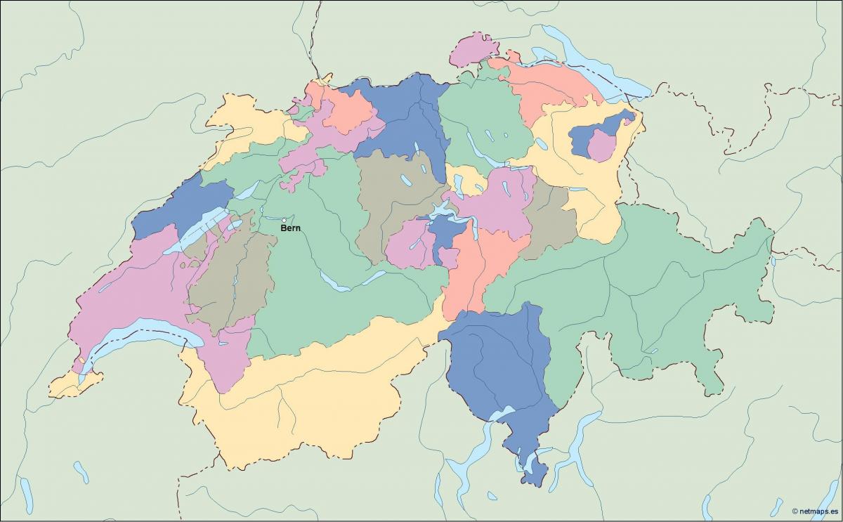 mapa de mapa político de suiza