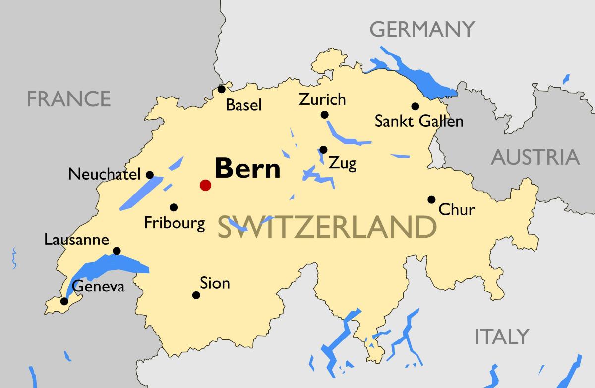 mapa de suiza con las principales ciudades