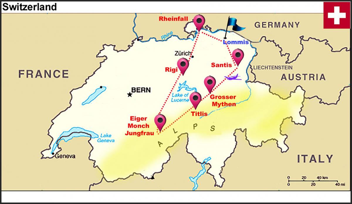 alpes suizos mapa de suiza