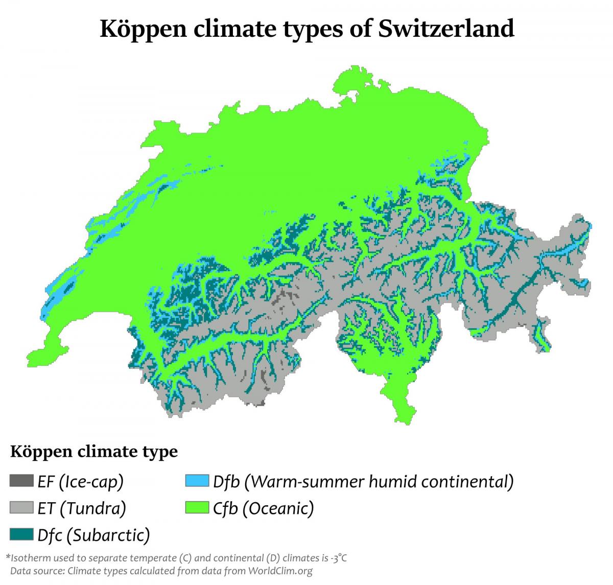 mapa de suiza climático