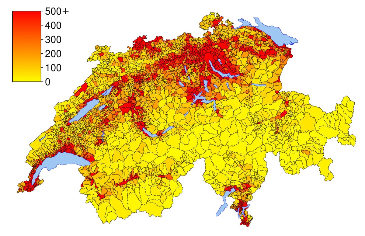 suiza densidad de población mapa
