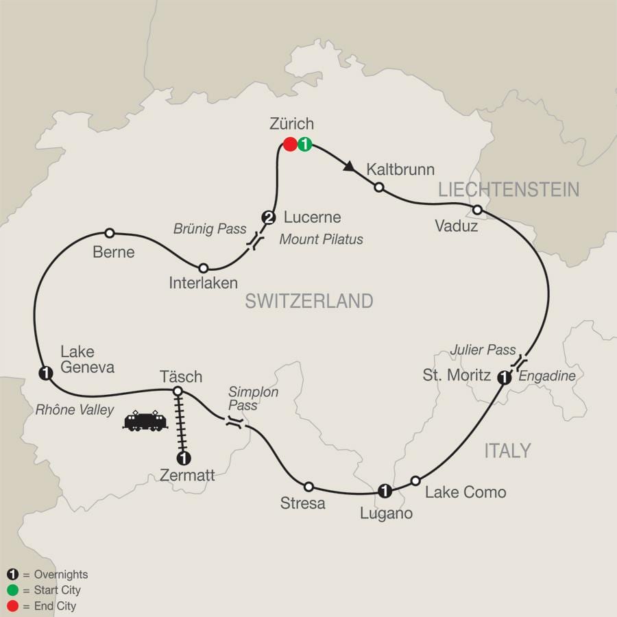 mapa de suiza paisajísticos
