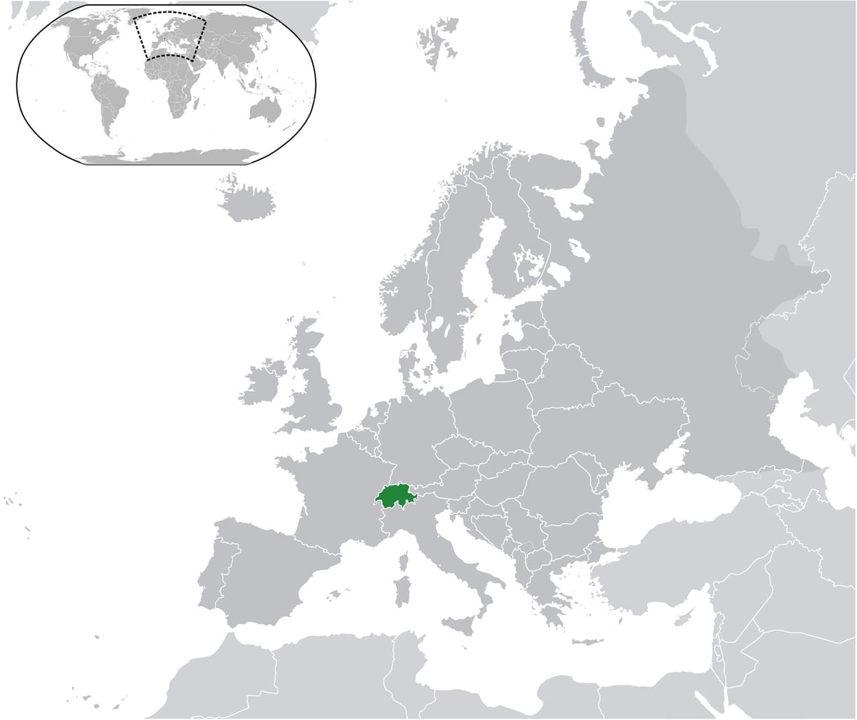 mapa del mundo que muestra suiza