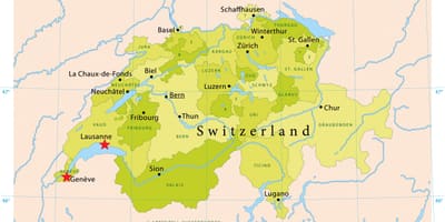Mapa del lago de ginebra, suiza