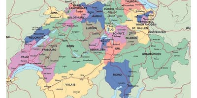 Detallado mapa de suiza