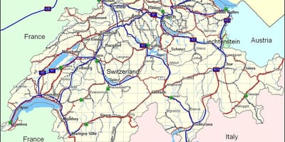 Mapa de montañas de suiza