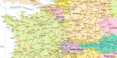 Mapa de europa, mostrando suiza