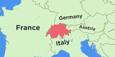 Mapa de suiza y los países vecinos