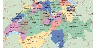 Mapa de zúrich, suiza y alrededores