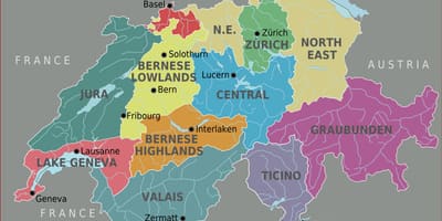 Mapa del sur de suiza