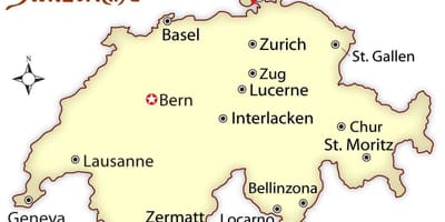Mapa de suiza capital 