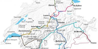 Suiza tren mapa de la ruta