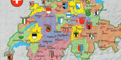 Mapa de suiza con lugares de interés turístico