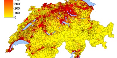 Suiza densidad de población mapa