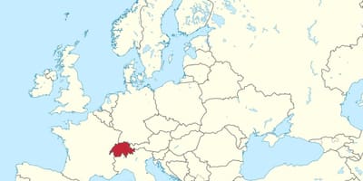 Mapa del mundo con suiza destacó