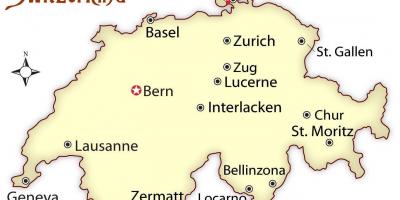 Zúrich, suiza en el mapa